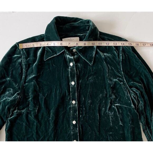 Birds Of Paradis By Trovata Velvet Shirt Women S Green Silk Blend Whimsigoth - Picture 4 of 9